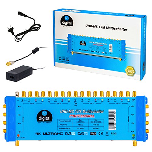 Multischalter pmse 17/8 HB-DIGITAL 4X SAT bis 8 x Teilnehmer/Receiver für Full HDTV 3D 4K UHD mit Netzteil Multischalter pmse 17/8 HB-DIGITAL 4X SAT bis 8 x Teilnehmer/Receiver für Full HDTV 3D 4K UHD mit Netzteil von HB-DIGITAL