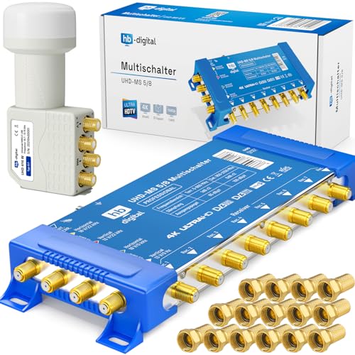 Multischalter pmse 5/8 HB-DIGITAL Set für 1x SAT bis 8 x Teilnehmer/Receiver für Full HDTV 3D 4K UHD mit Netzteil + Quattro LNB 0,1dB Multischalter pmse 5/8 HB-DIGITAL Set für 1x SAT bis 8 x Teilnehmer/Receiver für Full HDTV 3D 4K UHD mit Netzteil + Quattro LNB 0,1dB von HB-DIGITAL