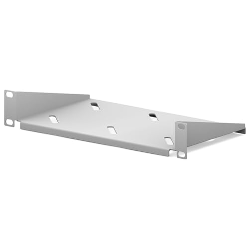 hb-digital 10 Zoll Fachboden 1HE für Netzwerkschrank Serverschrank 10“ Rackrahmen Profilschienen - Schwerlast Stahlblech robuste Konstruktion - einfache Installation - Tiefe 150mm Grau von HB-DIGITAL