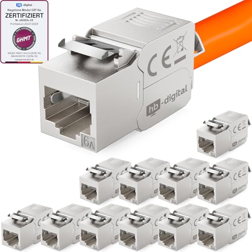hb-digital 12x CAT 6a Keystone Modul Jack - GHMT zertifiziertes RJ45 Buchse STP 500MHz 10Gbit/s LSA werkzeuglos Kupplung Netzwerk Einbaubuchse für Patchpanel Ethernet LAN Verlegekabel hb-digital 12x CAT 6a Keystone Modul Jack - GHMT zertifiziertes RJ45 Buchse STP 500MHz 10Gbit/s LSA werkzeuglos Kupplung Netzwerk Einbaubuchse für Patchpanel Ethernet LAN Verlegekabel von HB-DIGITAL