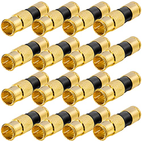 HB-DIGITAL 16x SAT Kabel Adapter Schnellstecker F-stecker Quickfix für Antennenkabel Antennenadapter Sat Kabel Koaxialkabel Steckverbinder Ø 6.8 – 7.2 mm Kompressionsstecker - Vergoldet von HB-DIGITAL