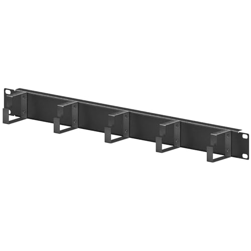 hb-digital 19 Zoll Kabelführungspanel 1HE Rangierpanel mit 3 Stahl-Führungsbügeln - strukturiertes Kabelmanagement in Serverschränken Netzwerkschranke - einfache Installation - Pulverschicht Schwarz von HB-DIGITAL