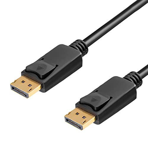 hb-digital 1m DisplayPort 1.2 Anschlusskabel DP Stecker auf DP Stecker 4K 2K Auflösung 21,6 Gbit/s HDR vergoldete Kontakte Arretierungsverschluss - Grafikkarte PC Monitor IPTV Box HDTV 1080p schwarz von HB-DIGITAL