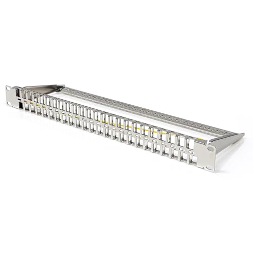 hb-digital 48 Port Patchpanel Verteilerfeld Patchfeld Modular für RJ45 Keystone Module 19 Zoll CAT 5 CAT 6 CAT 7 für Netzwerkschrank LAN Professional Switch Erdungskabel von HB-DIGITAL