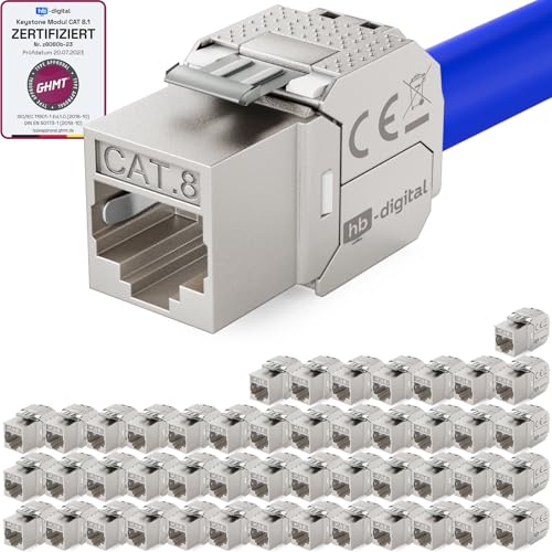 hb-digital 48x CAT 8 Keystone RJ45 Modul Buchse für LAN Kabel - GHMT Zertifiziert - 40 Gbit/s bis 2000 MHz AWG 22-26 werkzeuglos LSA vollgeschirmt STP Einbaubuchse für Patchpanel und Netzwerkdose hb-digital 48x CAT 8 Keystone RJ45 Modul Buchse für LAN Kabel - GHMT Zertifiziert - 40 Gbit/s bis 2000 MHz AWG 22-26 werkzeuglos LSA vollgeschirmt STP Einbaubuchse für Patchpanel und Netzwerkdose von HB-DIGITAL