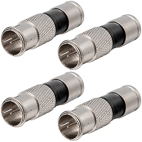 hb-digital 4X Profi Kompressions-F-Schnellstecker vernickelt Quickfix für SAT Kabel - für Koaxial-/Antennenkabel mit Durchmesser Ø 6.8 – 7.4 mm Steckverbinder 4K UHD HQ Massiv von HB-DIGITAL