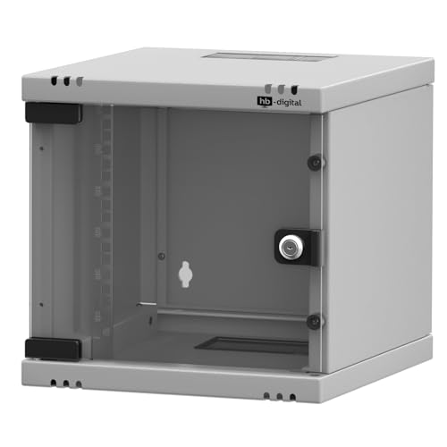 hb-digital Netzwerkschrank 10 Zoll 6HE Wandmontage mit Glastür - Sichttür Schloss Wandgehäuse für EDV Router Patchpanel - Traglast 30kg robust - Tiefe 300mm abschließbar mit Lüftung Unmontiert Grau hb-digital Netzwerkschrank 10 Zoll 6HE Wandmontage mit Glastür - Sichttür Schloss Wandgehäuse für EDV Router Patchpanel - Traglast 30kg robust - Tiefe 300mm abschließbar mit Lüftung Unmontiert Grau von HB-DIGITAL