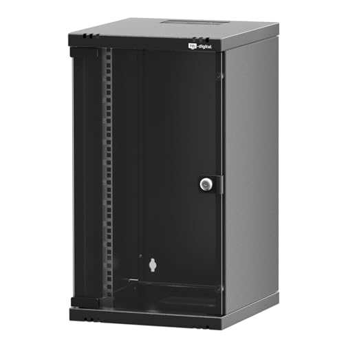 hb-digital Netzwerkschrank 10Zoll 12HE Wandmontage Glastür Sichttür Schloss Wandgehäuse für EDV Router Patchpanel Traglast 30kg robust Tiefe 300mm abschließbar mit Lüftung Unmontiert - Schwarz hb-digital Netzwerkschrank 10Zoll 12HE Wandmontage Glastür Sichttür Schloss Wandgehäuse für EDV Router Patchpanel Traglast 30kg robust Tiefe 300mm abschließbar mit Lüftung Unmontiert - Schwarz von HB-DIGITAL
