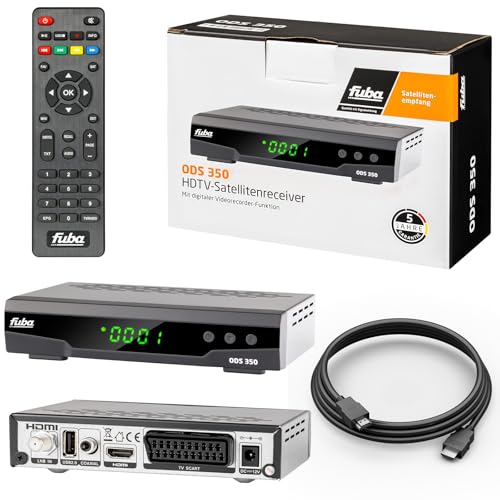 hb-digital Set - Fuba HDTV Digitaler Satelliten Sat DVB-S/S2 Receiver ODS 350 + 1,5m HDMI Kabel/Aufnahmefunktion PVR-Ready Unicable tauglich (LED-Display 4-stellig, EPI, USB 2.0, Medienplayer) von HB-DIGITAL