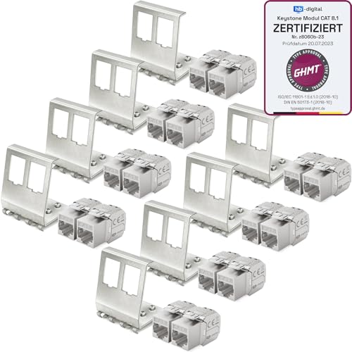 hb-digital Set: 16x CAT.8 Keystone RJ45 Modul + 8X Hutschienenadapter Metall Keystone-Halterung für Hutschiene 35mm Standard | RJ45-Jack geschirmt Edelstahl LSA Montage Ethernet LAN Netzwerk Switch hb-digital Set: 16x CAT.8 Keystone RJ45 Modul + 8X Hutschienenadapter Metall Keystone-Halterung für Hutschiene 35mm Standard | RJ45-Jack geschirmt Edelstahl LSA Montage Ethernet LAN Netzwerk Switch von HB-DIGITAL
