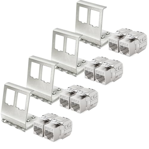 hb-digital Set: 8X CAT.7 Keystone RJ45 Modul + 4X Hutschienenadapter Metall Keystone-Halterung für Hutschiene 35mm Standard | RJ45-Jack geschirmt Edelstahl LSA Montage Ethernet LAN Netzwerk Switch hb-digital Set: 8X CAT.7 Keystone RJ45 Modul + 4X Hutschienenadapter Metall Keystone-Halterung für Hutschiene 35mm Standard | RJ45-Jack geschirmt Edelstahl LSA Montage Ethernet LAN Netzwerk Switch von HB-DIGITAL