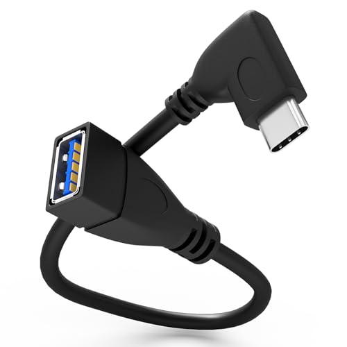 HB-DIGITAL USB-C® 3.0 Adapter USB-C Stecker auf USB-A Buchse ca.16,5cm Winkelstecker 90° OTG 5 Gbit/s SuperSpeed Kabel kompatibel mit iPhone, MacBook, iPad, Galaxy, Huawei, Redmi Note usw PVC Schwarz von HB-DIGITAL