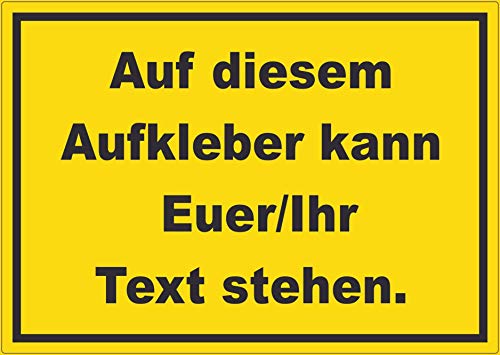 Aufkleber mit Wunschtext waagerecht Text schwarz Hintergrund gelb A6 (105x148mm) von HB-Druck