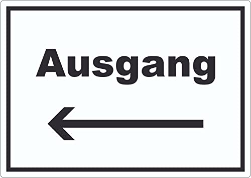 Ausgang Aufkleber mit Text und Richtungspfeil links Exit Schluss waagerecht A5 (148x210mm) von HB-Druck