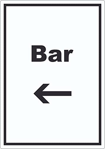Bar Aufkleber mit Text und Richtungspfeil links Pub Kneipe hochkant A8 (52x74mm) von HB-Druck