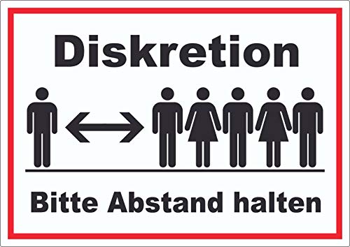 Diskretion Bitte Abstand halten Aufkleber Rücksichtnahme A5 (148x210mm) von HB-Druck