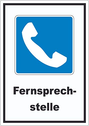 Fernsprechstelle Telefon Symbol und Text Aufkleber A8 (52x74mm) von HB-Druck