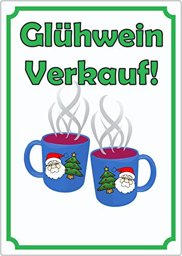 Glühwein Werbeaufkleber Aufkleber Hochkant A4 (210x297mm) von HB-Druck