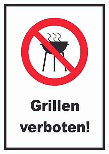 Grillen verboten Schild A4 Rückseite selbstklebend von HB-Druck