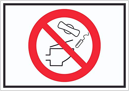 Keine Binden und Tampons ins WC werfen Symbol Aufkleber A6 (105x148mm) von HB-Druck