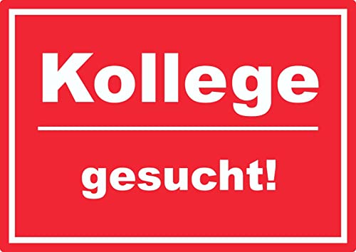 Kollege gesucht Aufkleber mit Text AushängeAufkleber rot-weiss A2 (420x594mm) von HB-Druck