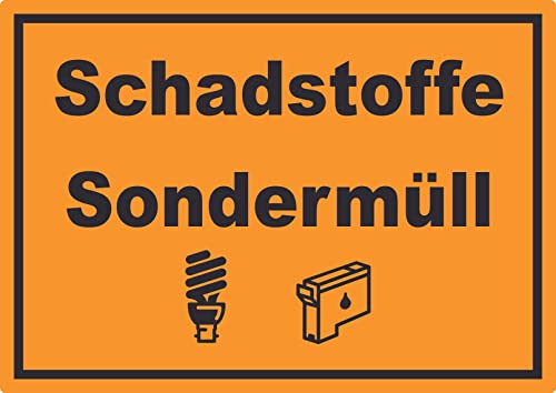 Schadstoffe Sondermüll Mülltrennung Aufkleber Text Symbol Lack Tinte waagerecht A4 (210x297mm) von HB-Druck