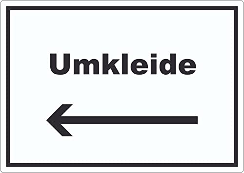 Umkleide Aufkleber mit Text und Richtungspfeil links Ankleide Kabine waagerecht A6 (105x148mm) von HB-Druck