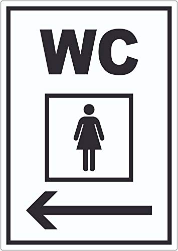 WC Damen mit Pfeil nach links Aufkleber A5 (148x210mm) von HB-Druck