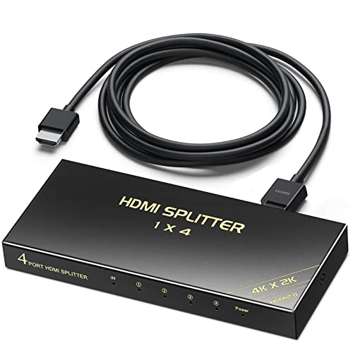 HDMI Splitter 1 In 4 Out 4K 60Hz 4:4:4 1080P 144Hz, HBAVLINK HDMI Splitter 4K HDMI Verteiler, HDMI 2.0 HDCP 2.3 18Gbps, Automatischer Herunterskalierung, 4K und 1080P Mixed Ausgabe gleichzeitig von HBAVLINK