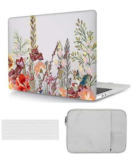 Hülle Kompatibel mit Neues MacBook Air 15 Zoll 2023 Freisetzung A2941 M2 Chip mit Retina Display Touch ID, Plastik Schützend Hartschale Snap Case & Tastaturabdeckung & Tasche, Hübsche Blumen von HBLX