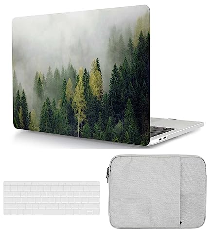Hülle Kompatibel mit Neues MacBook Air 15 Zoll 2023 Freisetzung A2941 M2 Chip mit Retina Display Touch ID, Plastik Schützend Hartschale Snap Case & Tastaturabdeckung & Tasche, Wald von HBLX