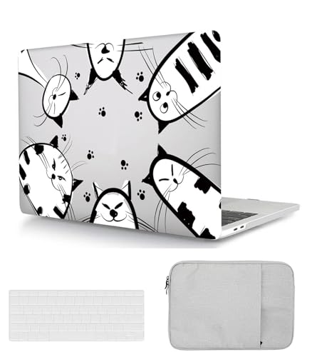 Laptop Hülle für MacBook Air 13 Zoll Modell A1466 A1369 2017 2016 2015 2014 2013 2012 2011 2010 Freisetzung, Plastik Schützend Hartschale Case Cover & Tastaturschutz & Tasche, Katzen von HBLX