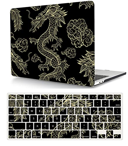 Laptop Hülle für MacBook Pro 13 Zoll Modell A1278 mit CD-ROM 2012 2011 2010 2009 2008 Freisetzung, Plastik Schützend Hartschale Case Cover & Tastaturschutz, Drache von HBLX