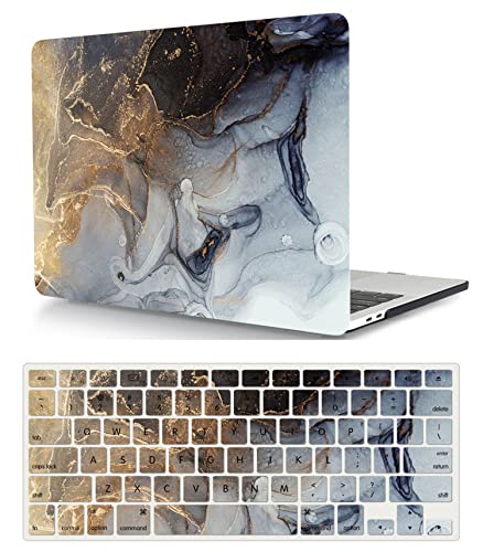 Laptop Hülle für MacBook Pro 13 Zoll Modell A1278 mit CD-ROM 2012 2011 2010 2009 2008 Freisetzung, Plastik Schützend Hartschale Case Cover & Tastaturschutz, Gold glitzernd von HBLX