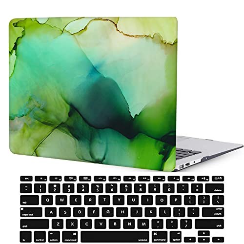Laptop Hülle für MacBook Pro 13 Zoll Modell A1278 mit CD-ROM 2012 2011 2010 2009 2008 Freisetzung, Plastik Schützend Hartschale Case Cover & Tastaturschutz, Grüner Marmor von HBLX