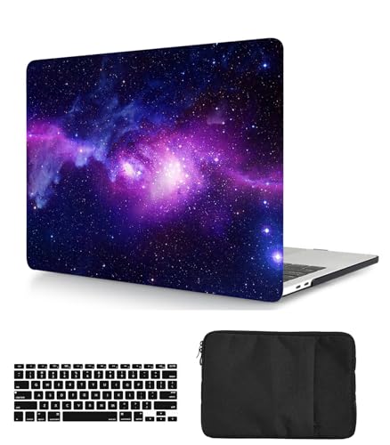 Laptop Hülle für MacBook Pro 14 Zoll Modell A2442 A2779 M1/M2 Chip 2021/2023 Freisetzung mit Touch ID, Plastik Schützend Hartschale Case Cover & Tastaturschutz & Tasche, Lila Galaxie von HBLX