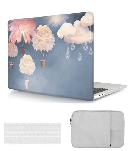 Laptop Hülle für Neues MacBook Air 15 Zoll A2941 M2 Chip 2023 Freisetzung mit Liquid Retina Display und Touch ID, Plastik Schützend Hartschale Case Cover & Tastaturschutz & Tasche, Weiße Feder von HBLX