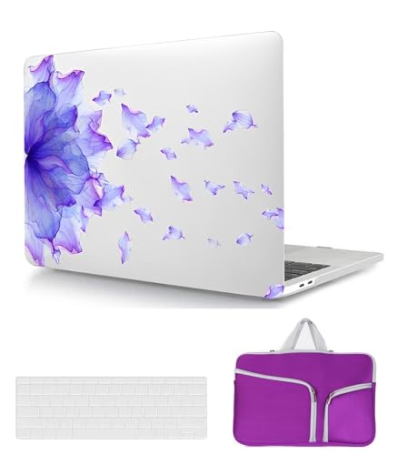 Laptop Hülle für Neues MacBook Pro 16 Zoll Modell A2485 A2780 M1/M2 Chip 2021/2023 Freisetzung mit Touch ID, Plastik Schützend Hartschale Case Cover & Tastaturschutz & Tasche, Lila Blume von HBLX