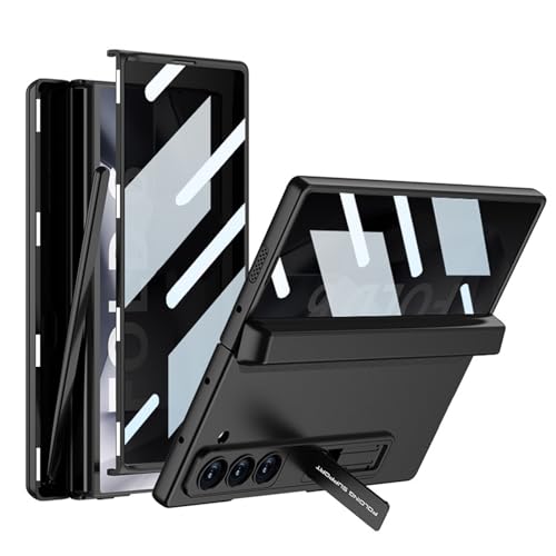 HBYLEE Anti-Peep Hülle für Samsung Galaxy Z Fold 6, Magnetische Absaugung Scharnierschutz Hülle mit Faltbar Ständer Alles inbegriffen Handyhülle,Schwarz von HBYLEE