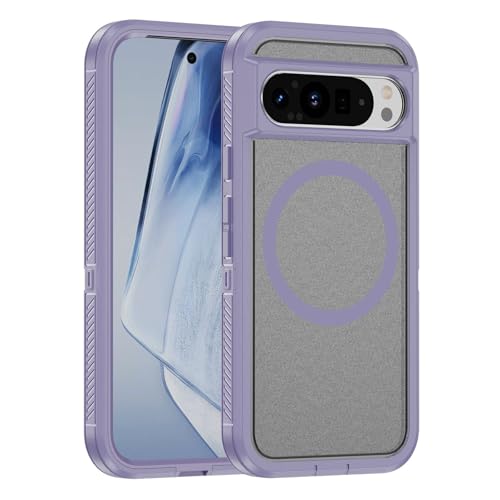 HBYLEE Magnetische Hülle für Google Pixel 9 Pro/9 Pro XL/9, Gefrostetes Durchscheinende Handyhülle Unterstützt Drahtlose Aufladung Schutzhülle,Lila,9 Pro 6.3'' von HBYLEE
