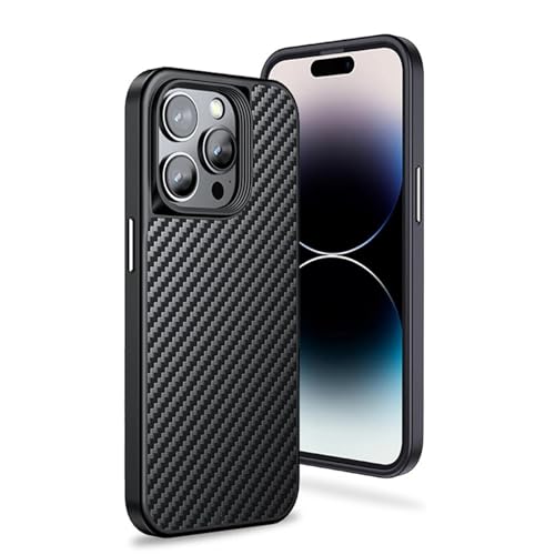 HBYLEE Schutzhülle aus echtem Carbon für iPhone 15 Pro Max/15 Pro/15 Plus/15, Material in Luftfahrtqualität, Fallschutz in Militärqualität, robuste, langlebige Carbon-Hülle von HBYLEE