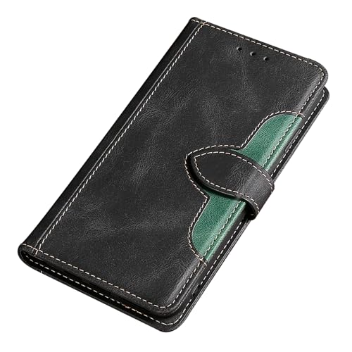 HBYLEE Ständer Hülle für Google Pixel 9 Pro/9 Pro XL/9, Klapp Geldbörse Stoßfeste Handyhülle mit Kartenfach Handgefertigt Lederhülle,Schwarz,9 Pro 6.3'' von HBYLEE