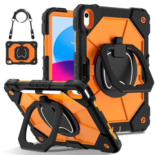 HBYLEE Tablet PC Case, Compatible with iPad 10th Generation Case 2022 11 Inch Heavy Duty Shockproof Cover Protective Case with 360° Rotating Stand Hand Strap Shoulder Strap (Color: von HBYLEE