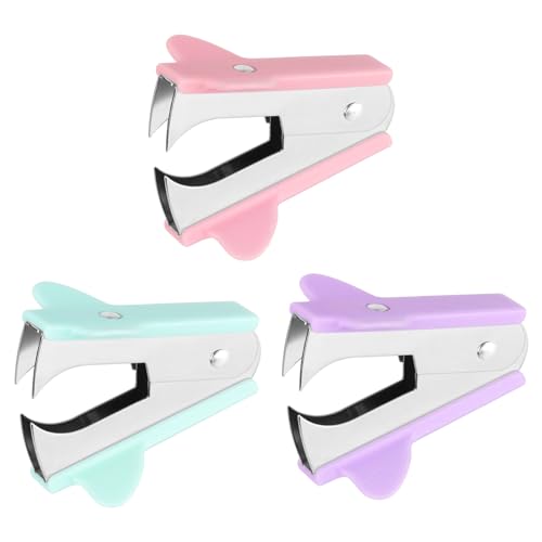 Klauenentferner, professioneller Heftklammerabzieher, Werkzeug zum Entfernen von Klauen, für Schule, Büro, Zuhause, Klauen-Heftklammerentferner (Rosa, Blau, Violett), 3 Stück von HCFGS