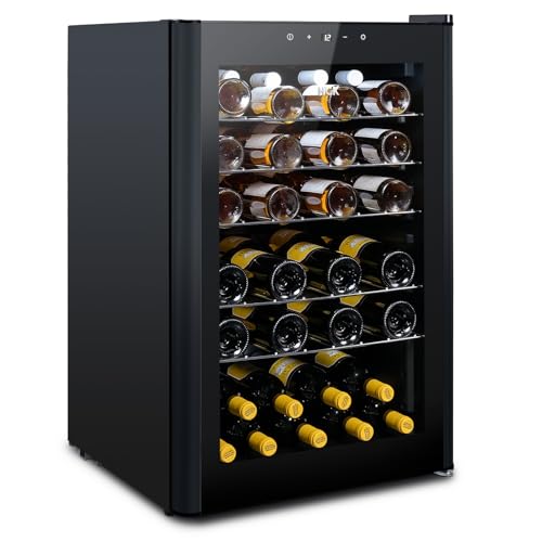 HCK 115 Liter Weinkühlschrank für 48 Flaschen, 4-22°C Weinkühlschränke Flaschenkühlschrank, Getränkekühlschrank mit Glastür, Geräuscharmer Weinschrank, Frostfreie Glastür, Vollglas-Touchpanel, Schwarz HCK 115 Liter Weinkühlschrank für 48 Flaschen, 4-22°C Weinkühlschränke Flaschenkühlschrank, Getränkekühlschrank mit Glastür, Geräuscharmer Weinschrank, Frostfreie Glastür, Vollglas-Touchpanel, Schwarz von HCK