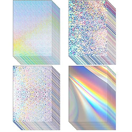 HCLZOE 100 Blatt Metallischer Holografischer Karton,GläNzend Schillerndes Spiegelpapier,A4-Format,Gemischtes Farbpapier von HCLZOE