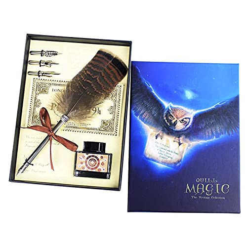 Schreibfeder Kalligraphie Feder Eule Federkiel und Tinte Set Geschenk-Set für Anfänger mit 3 Ersatzfedern,Tinte and Fahrkarte,Zauberer-Fans Geschenkset Schreibfeder Kalligraphie Feder Eule Federkiel und Tinte Set Geschenk-Set für Anfänger mit 3 Ersatzfedern,Tinte and Fahrkarte,Zauberer-Fans Geschenkset von HCSUI