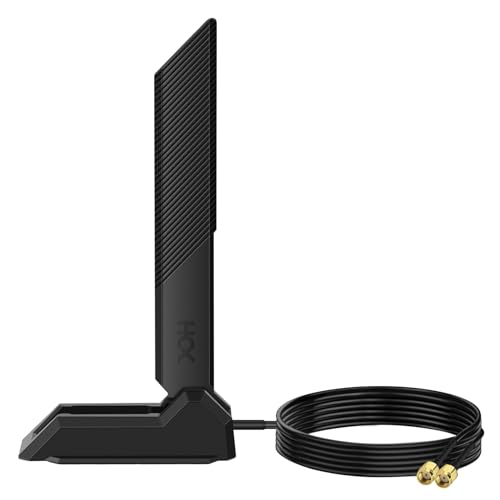 WLAN-Antenne 6 dBi 2 x 2 Externe RP-SMA Stecker Triple-Band 2,4 GHz/5 GHz/6 GHz mit Energiebasis, hoher Verstärkung und Omnidirektionale Abdeckung, für Karte/Router WiFi 5/6/6E/7 und IoT-Geräte (Kabel WLAN-Antenne 6 dBi 2 x 2 Externe RP-SMA Stecker Triple-Band 2,4 GHz/5 GHz/6 GHz mit Energiebasis, hoher Verstärkung und Omnidirektionale Abdeckung, für Karte/Router WiFi 5/6/6E/7 und IoT-Geräte (Kabel von HCX
