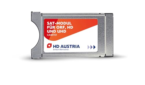 HD Austria CI Modul CAM701 HD Karte (ORF HD, ATV HD, PULS 4 HD, über 80 HD-Sender, HD Austria TV-App, CI+ Steckplatz, einfache Installation) von HD AUSTRIA