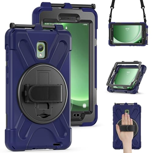 HDAYM Schutzhülle für Samsung Galaxy Tab Active 5 8 Zoll 2024 Active 3 8 Zoll 2020, 360 Grad drehbarer Ständer, Hand-/Schultergurt/Stifthalter, stoßfeste Abdeckung für Samsung Tab Active5 3 T570 von HDAYM